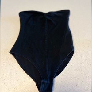 strapless black bodysuit